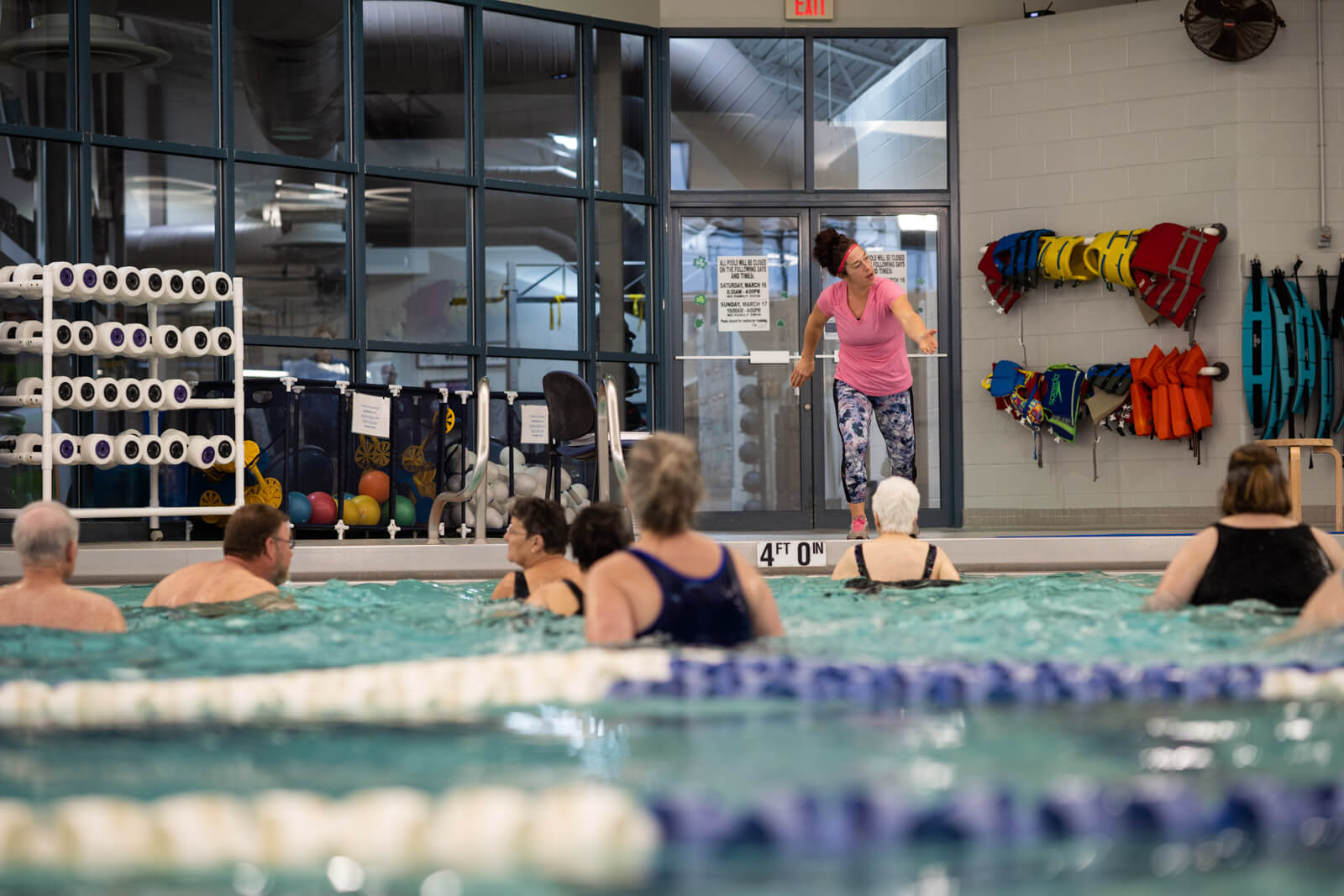 Wellness Center, 3-18-2019-1011 Person teaching a water aerobics class