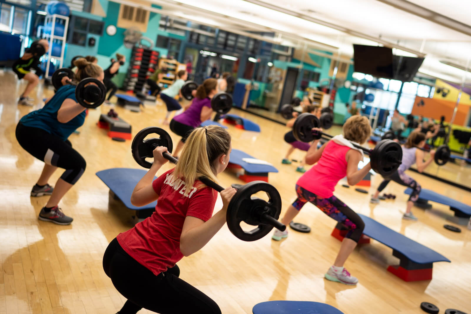 Group fitness weight lifting class