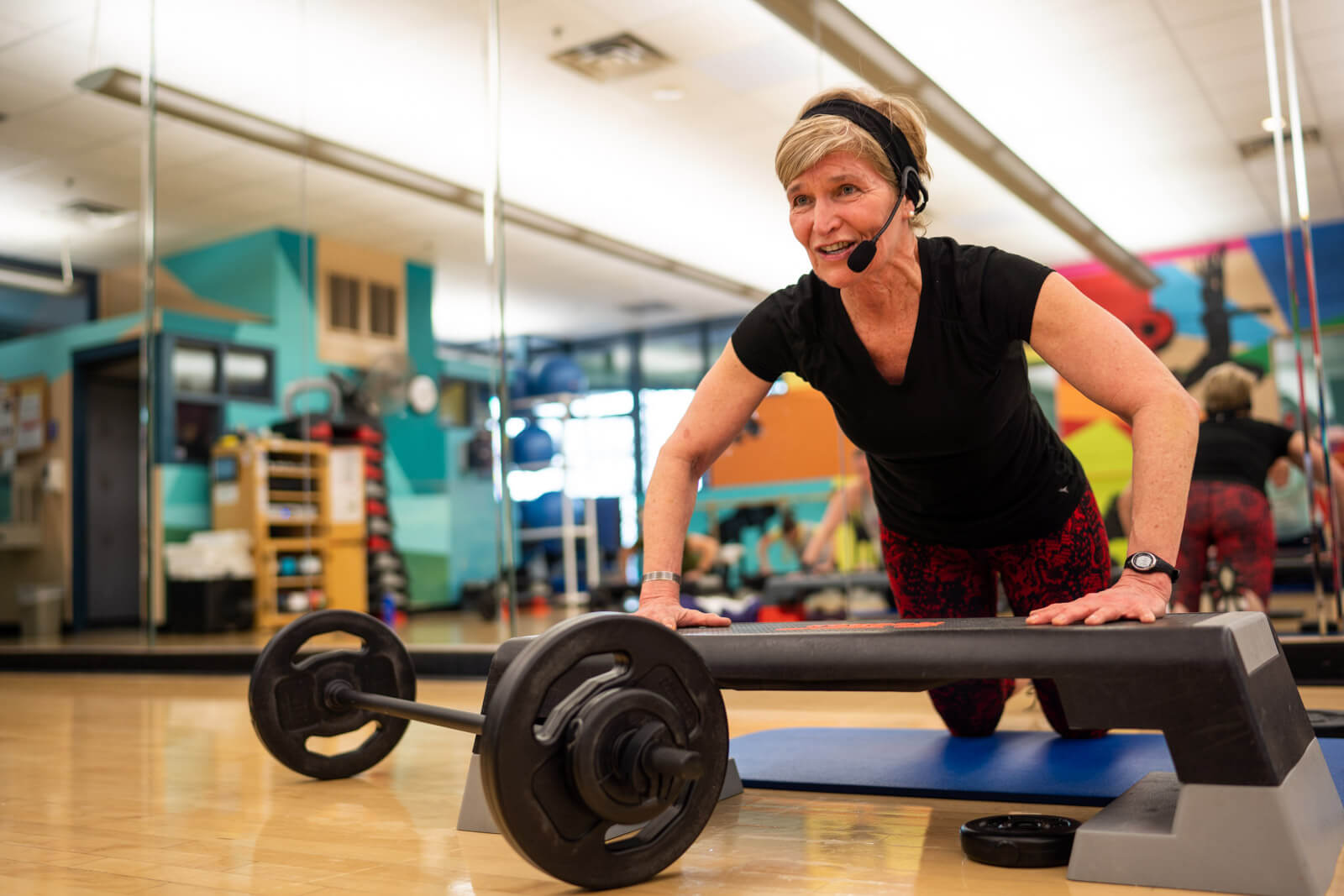 Person leading a group fitness class