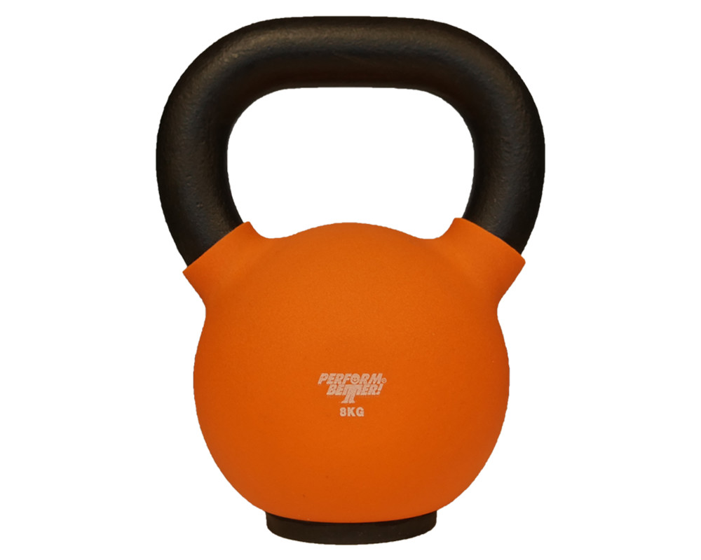 Orange kettlebell with black handle